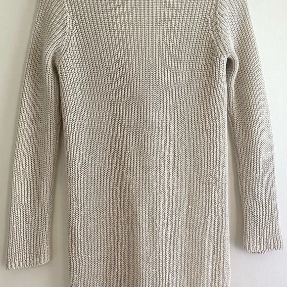 Brunello Cucinelli Beige Sequin Hi Low Knit Linen Silk Cardigan Sweater XS S